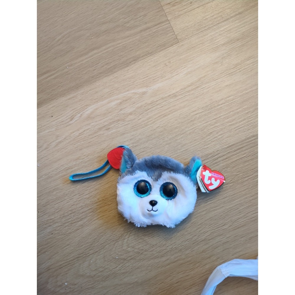 TY Gear Beanie Boos 5" Slush the Husky Dog Wristlet‎ Coin Purse with Strap NWT